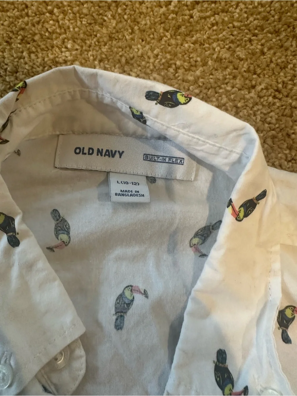 Pre owned Old Navy White Short-Sleeve Toucan Print Shirt - Boys